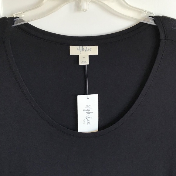 STYLE & CO Fit & Flare Midi Dress Scoop Neck Black Swing Women’s Plus Size 2X - Picture 3 of 16